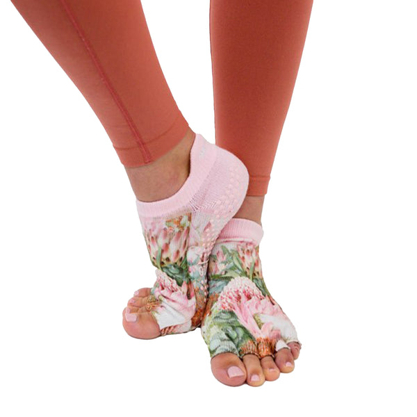 Toeless Yoga Sun Grip Socks - Unisex One Size Fits Most - Gary & Orange Grip